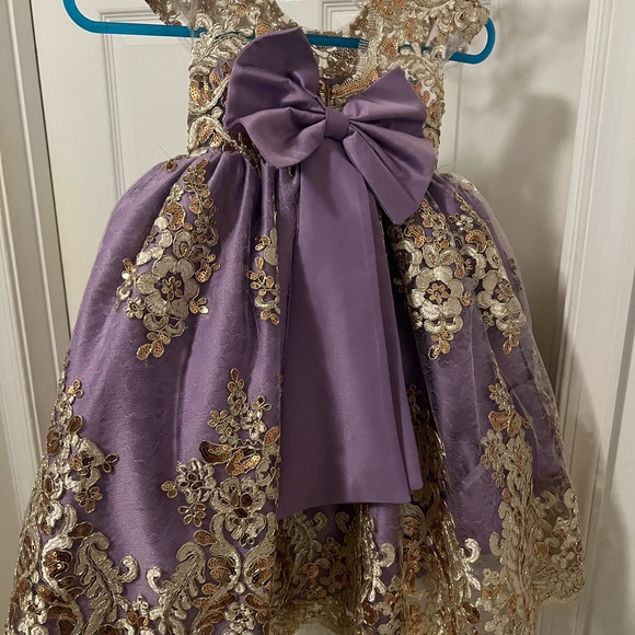 Elegant Purple and Gold Kids Dress